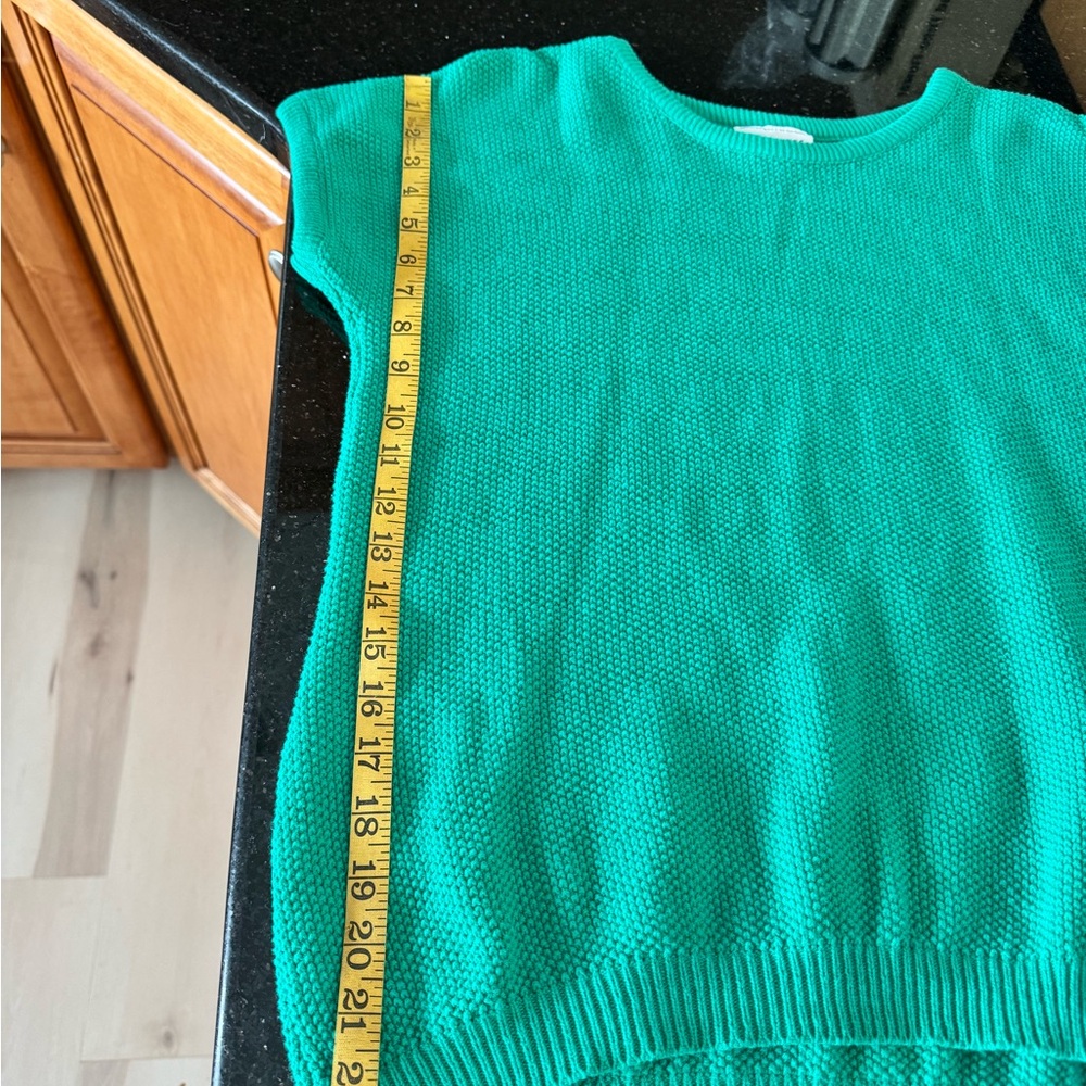 VTG! Kelly Green Capped Sleeve Sweater. Size L? - Picture 4 of 7